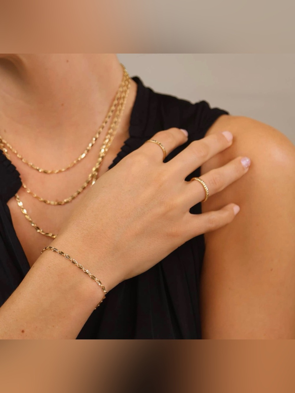 18K Gold Filled 3mm Fancy Chain Bracelet | Adjustable | New